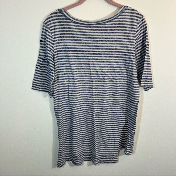 ✨ Free People Tommy Tee Striped Distressed Tunic Tee Shirt Oversized Holes XS - Picture 9 of 11